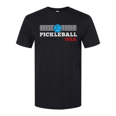 Pickleball Support The Team Pickleball Player Usa Flag Softstyle CVC T-Shirt