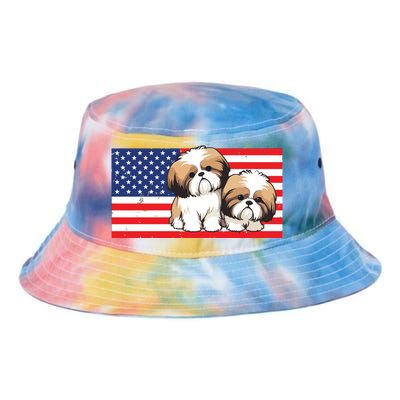 Patriotic Shih Tzu 4th Of July USA American Flag Dog Lover Premium Tie Dye Newport Bucket Hat