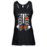 Pregnant Skeleton Twin Pregnancy Halloween Baby Announcement Ladies Essential Flowy Tank