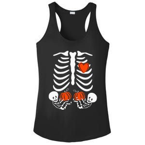 Pregnant Skeleton Twin Pregnancy Halloween Baby Announcement Ladies PosiCharge Competitor Racerback Tank