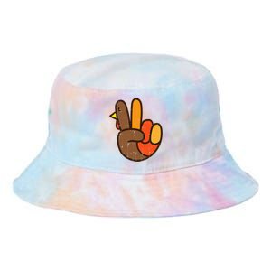 Peace Sign Turkey Hand Cool Thanksgiving Hippie Tie Dye Newport Bucket Hat