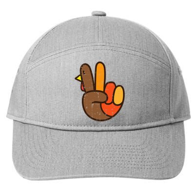 Peace Sign Turkey Hand Cool Thanksgiving Hippie 7-Panel Snapback Hat