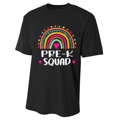 PreK Squad Teacher Funny Rainbow Lover Back To School Performance Sprint T-Shirt