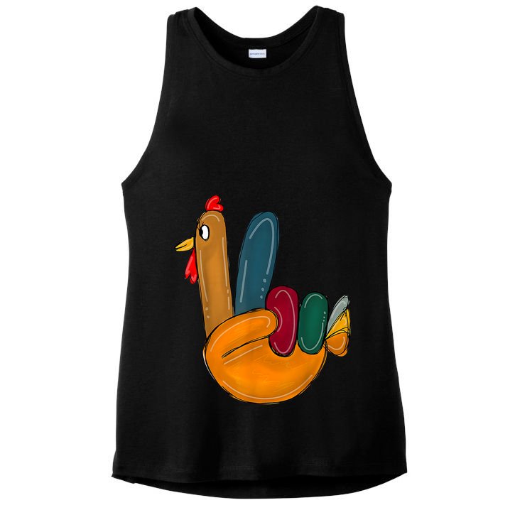 Peace Sign Turkey Hand Cool Thanksgiving Hippie Ladies PosiCharge Tri-Blend Wicking Tank