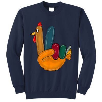 Peace Sign Turkey Hand Cool Thanksgiving Hippie Tall Sweatshirt