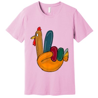 Peace Sign Turkey Hand Cool Thanksgiving Hippie Premium T-Shirt