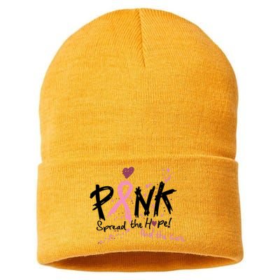 Pink Spread The Hope Find The Cure Breast Cancer Month Gift Sustainable Knit Beanie