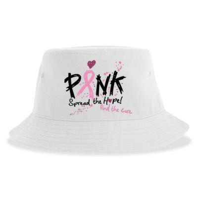 Pink Spread The Hope Find The Cure Breast Cancer Month Gift Sustainable Bucket Hat