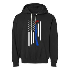 Patriotic Skeet Trap Clay Pigeon Shotgun Shooting USA Flag Garment-Dyed Fleece Hoodie