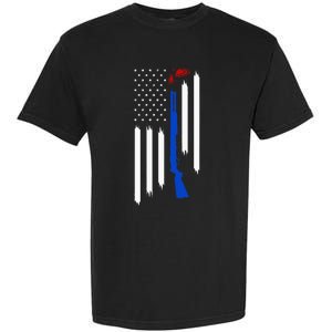 Patriotic Skeet Trap Clay Pigeon Shotgun Shooting USA Flag Garment-Dyed Heavyweight T-Shirt