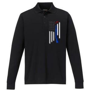 Patriotic Skeet Trap Clay Pigeon Shotgun Shooting USA Flag Performance Long Sleeve Polo