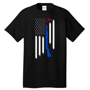 Patriotic Skeet Trap Clay Pigeon Shotgun Shooting USA Flag Tall T-Shirt