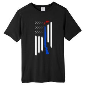 Patriotic Skeet Trap Clay Pigeon Shotgun Shooting USA Flag Tall Fusion ChromaSoft Performance T-Shirt