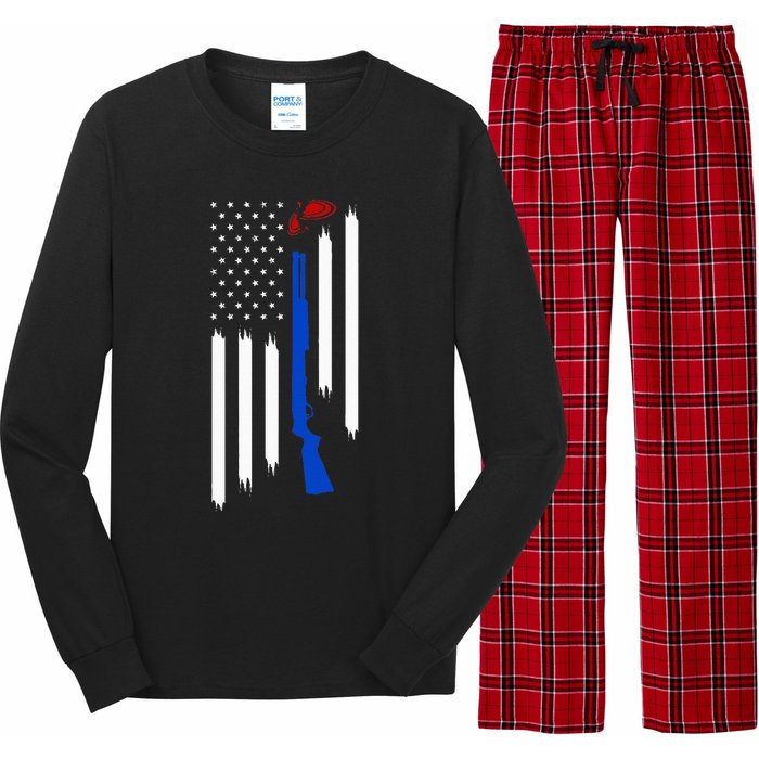 Patriotic Skeet Trap Clay Pigeon Shotgun Shooting USA Flag Long Sleeve Pajama Set