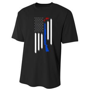 Patriotic Skeet Trap Clay Pigeon Shotgun Shooting USA Flag Performance Sprint T-Shirt