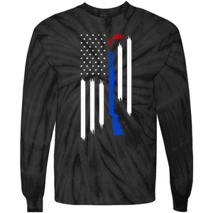 Patriotic Skeet Trap Clay Pigeon Shotgun Shooting USA Flag Tie-Dye Long Sleeve Shirt