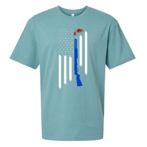 Patriotic Skeet Trap Clay Pigeon Shotgun Shooting USA Flag Sueded Cloud Jersey T-Shirt