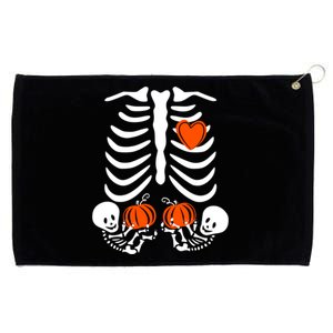 Pregnant Skeleton Twin Pregnancy Halloween Announcet Great Gift Grommeted Golf Towel