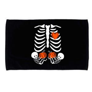 Pregnant Skeleton Twin Pregnancy Halloween Announcet Great Gift Microfiber Hand Towel