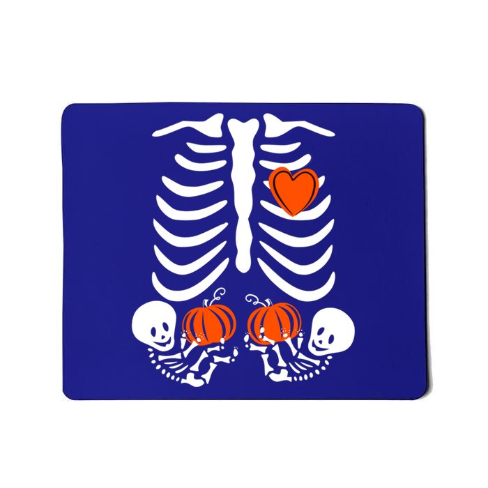 Pregnant Skeleton Twin Pregnancy Halloween Announcet Great Gift Mousepad