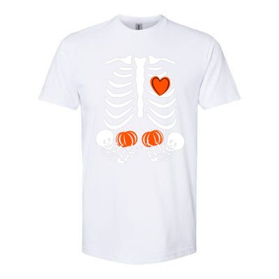 Pregnant Skeleton Twin Pregnancy Halloween Announcet Great Gift Softstyle® CVC T-Shirt