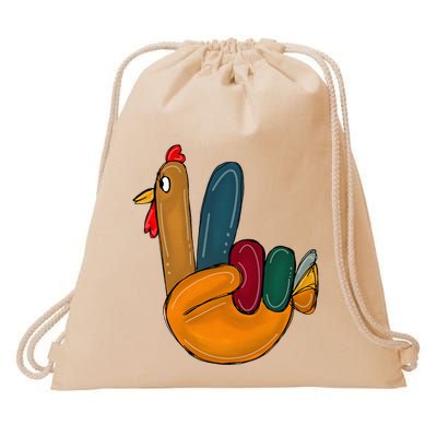 Peace Sign Turkey Hand Cool Thanksgiving Hippie Drawstring Bag