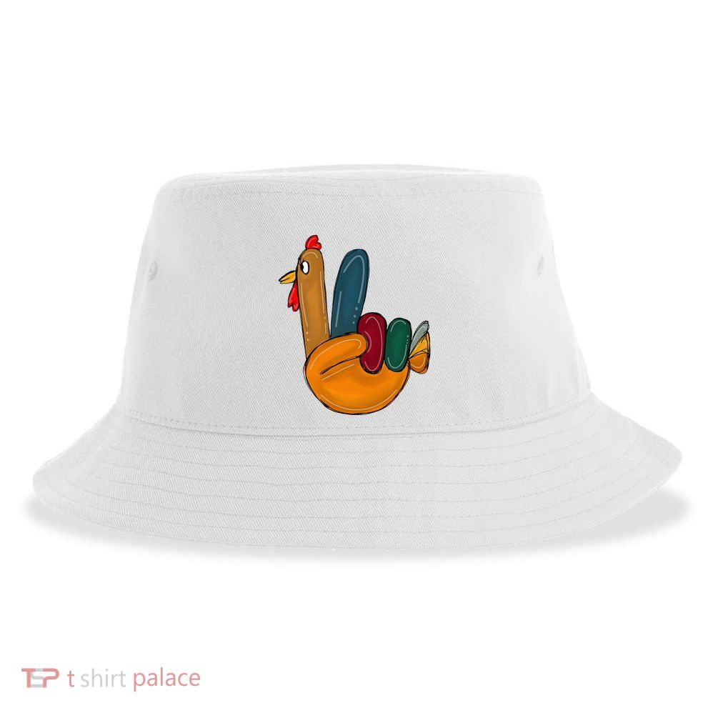 Peace Sign Turkey Hand Cool Thanksgiving Hippie Sustainable Bucket Hat