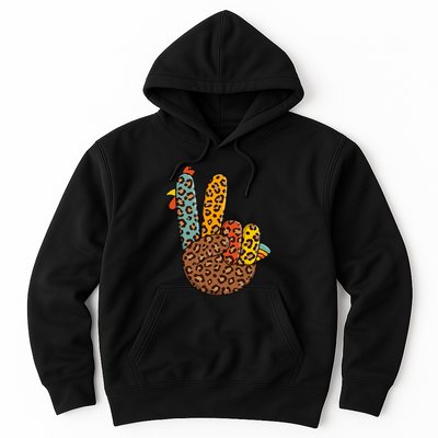 Peace Sign Turkey Hand Cool Thanksgiving Hippie Hoodie
