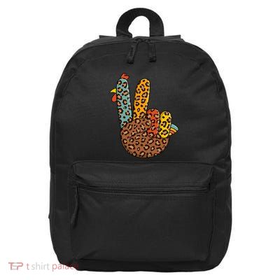 Peace Sign Turkey Hand Cool Thanksgiving Hippie 16 in Basic Backpack