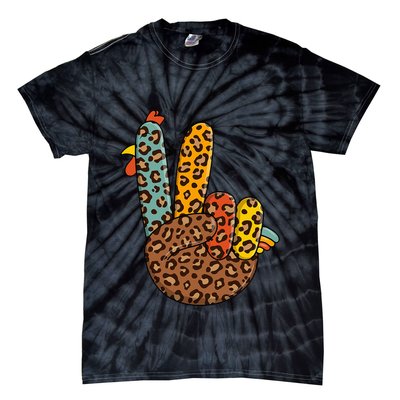 Peace Sign Turkey Hand Cool Thanksgiving Hippie Tie-Dye T-Shirt