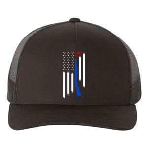 Patriotic Skeet Trap Clay Pigeon Shotgun Shooting USA Flag Yupoong Adult 5-Panel Trucker Hat