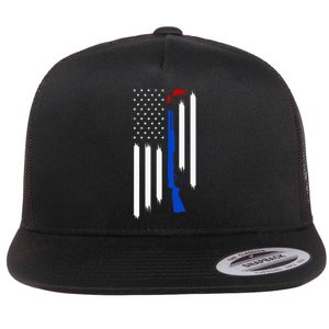 Patriotic Skeet Trap Clay Pigeon Shotgun Shooting USA Flag Flat Bill Trucker Hat