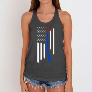 Patriotic Skeet Trap Clay Pigeon Shotgun Shooting USA Flag Women's Knotted Racerback Tank