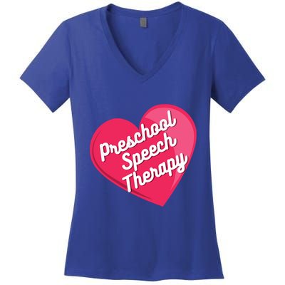 Preschool Speech Therapist Valentine's Day Heart Therapy Cool Gift Women's V-Neck T-Shirt