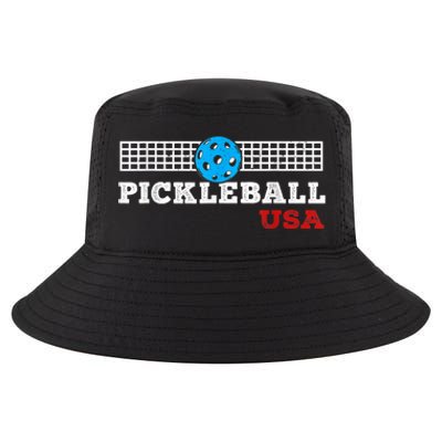 Pickleball Support The Team Pickleball Player USA Flag Cool Comfort Performance Bucket Hat