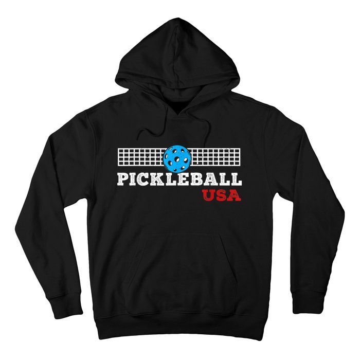 Pickleball Support The Team Pickleball Player USA Flag Hoodie