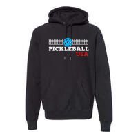 Pickleball Support The Team Pickleball Player USA Flag Premium Hoodie