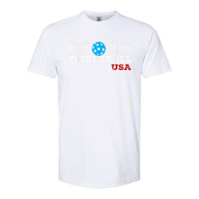 Pickleball Support The Team Pickleball Player USA Flag Softstyle CVC T-Shirt