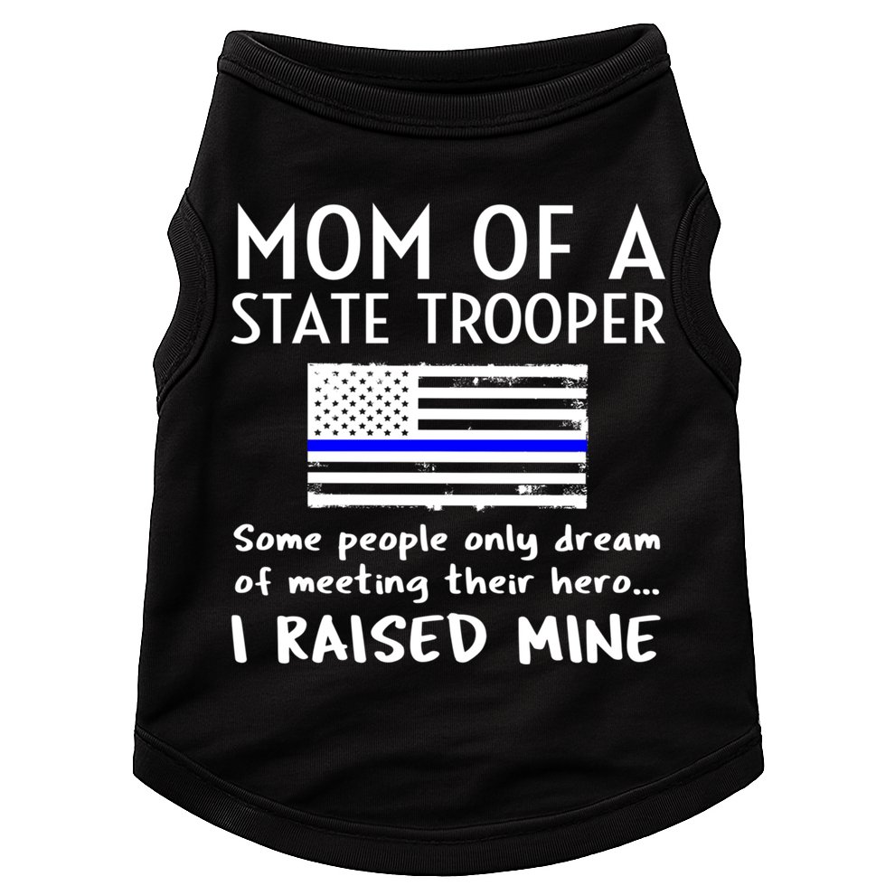 Proud State Trooper Mom Mother Thin Blue Line American Flag Cool Gift Doggie Tank