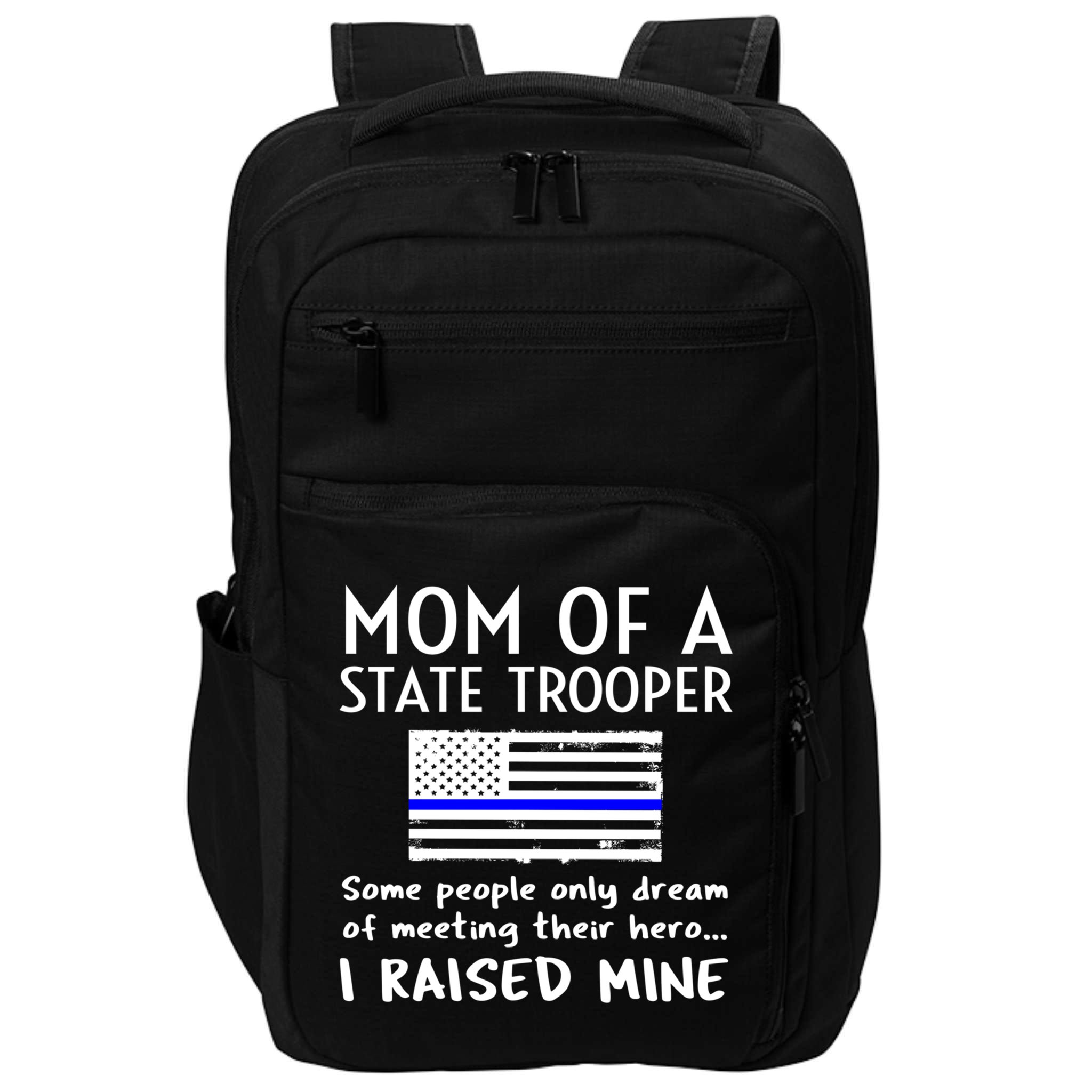 Proud State Trooper Mom Mother Thin Blue Line American Flag Cool Gift Impact Tech Backpack