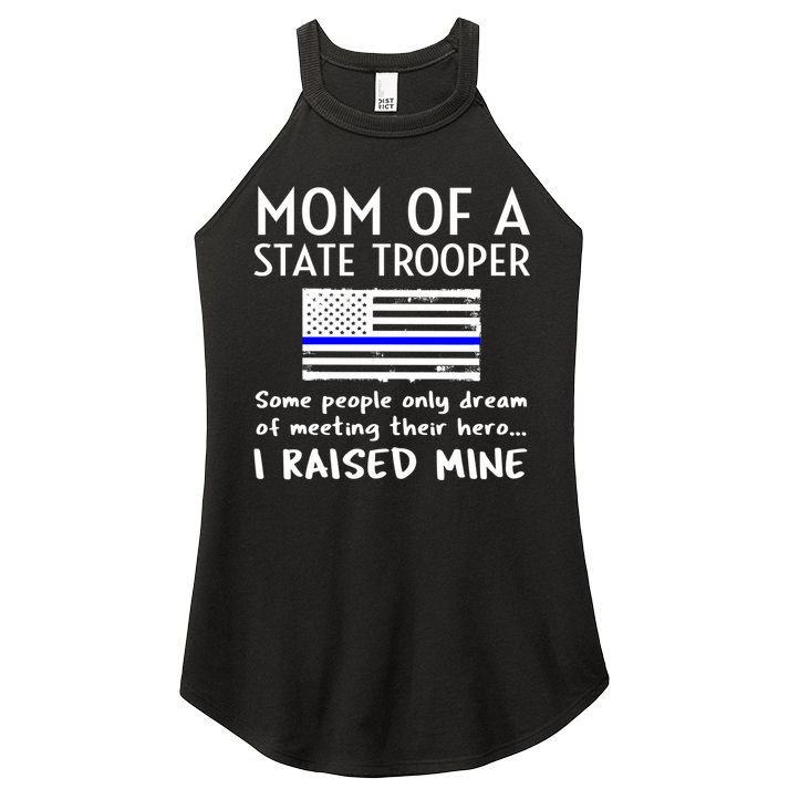 Proud State Trooper Mom Mother Thin Blue Line American Flag Cool Gift Women's Perfect Tri Rocker Tank