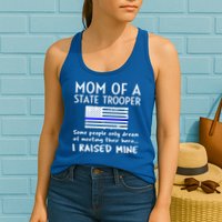 Proud State Trooper Mom Mother Thin Blue Line American Flag Cool Gift Womens Tank Top