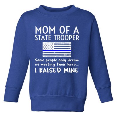 Proud State Trooper Mom Mother Thin Blue Line American Flag Cool Gift Toddler Sweatshirt