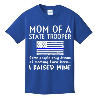 Proud State Trooper Mom Mother Thin Blue Line American Flag Cool Gift Kids T-Shirt