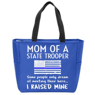 Proud State Trooper Mom Mother Thin Blue Line American Flag Cool Gift Zip Tote Bag