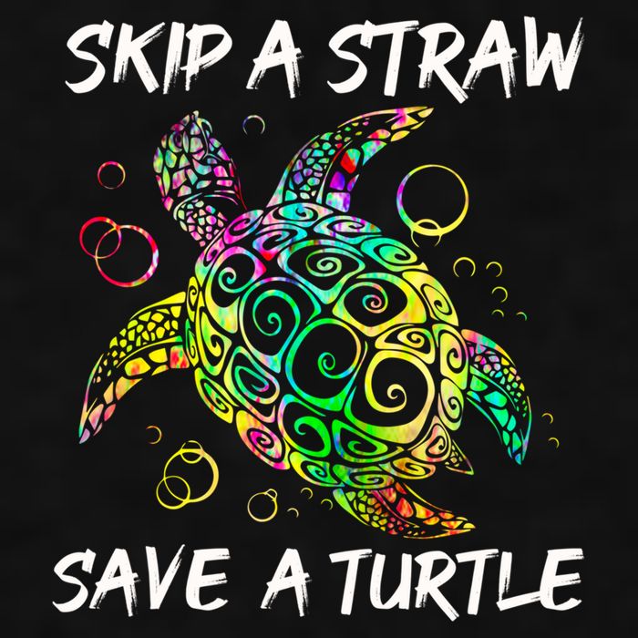 Psychedelic Sea Turtle Gift Skip A Straw Save A Turtle Gift Ladies PosiCharge Tri-Blend Wicking Tank