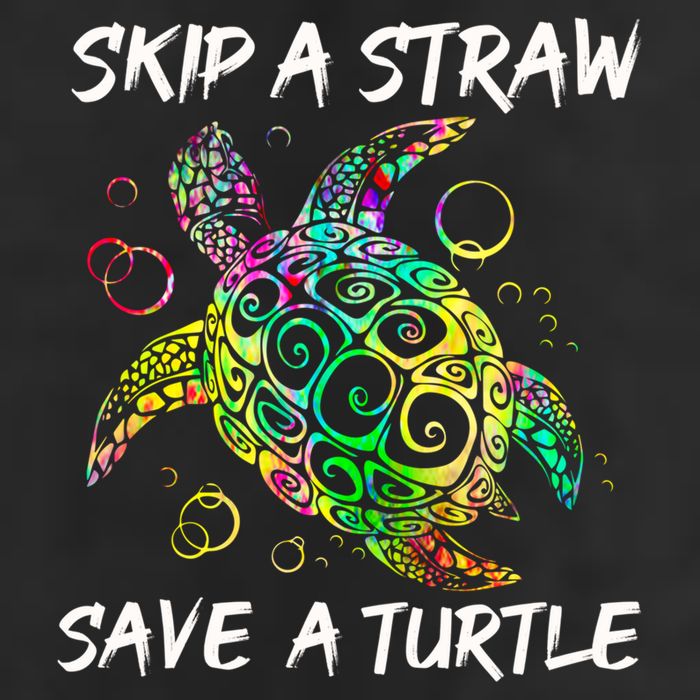 Psychedelic Sea Turtle Gift Skip A Straw Save A Turtle Gift Garment-Dyed Fleece Hoodie