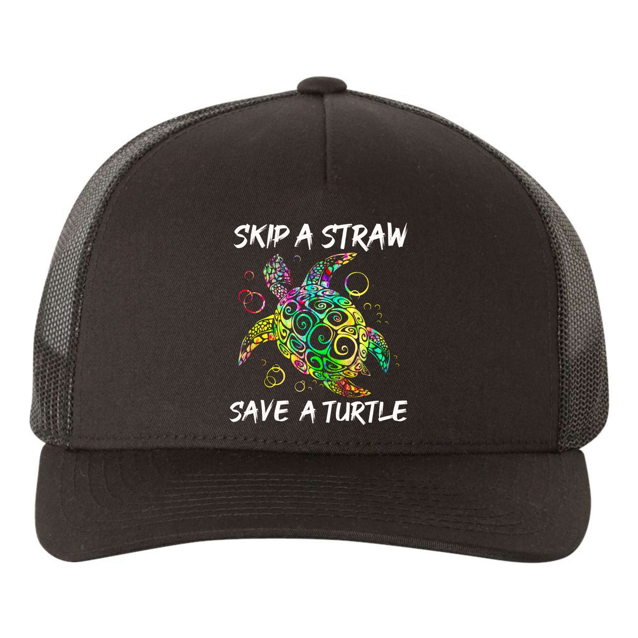 Psychedelic Sea Turtle Gift Skip A Straw Save A Turtle Gift Yupoong Adult 5-Panel Trucker Hat