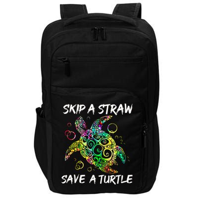 Psychedelic Sea Turtle Gift Skip A Straw Save A Turtle Gift Impact Tech Backpack