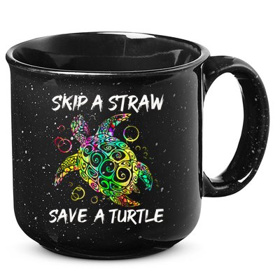 Psychedelic Sea Turtle Gift Skip A Straw Save A Turtle Gift 15oz Campfire Ceramic Mug